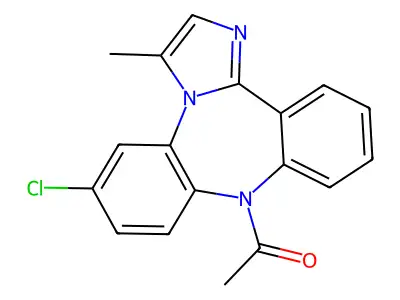 9H-Dibenz(b,f)imidazo(1,2-d)(1,4)diazepine, 9-acetyl-6-chloro-3-methyl- structure