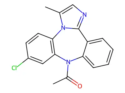 9H-Dibenz(b,f)imidazo(1,2-d)(1,4)diazepine, 9-acetyl-7-chloro-3-methyl- structure