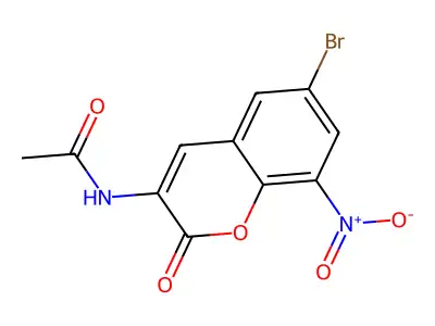N-(6-bromo-8-nitro-2-oxo-2H-1-benzopyran-3-yl)acetamide structure