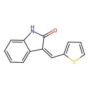 (3E)-3-(thiophen-2-ylmethylidene)-1H-indol-2-one structure