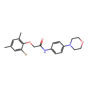 2-(2-bromo-4,6-dimethylphenoxy)-N-(4-morpholin-4-ylphenyl)acetamide structure