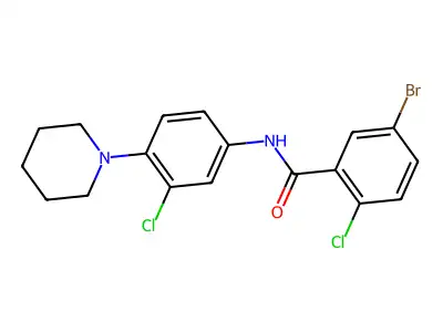 5-bromo-2-chloro-N-(3-chloro-4-piperidin-1-ylphenyl)benzamide structure