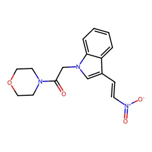 1-morpholin-4-yl-2-[3-[(E)-2-nitroethenyl]indol-1-yl]ethanone structure
