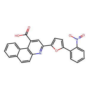 3-[5-(2-Nitrophenyl)furan-2-yl]benzo[f]quinoline-1-carboxylic acid structure