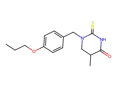 4(1H)-Pyrimidinone, tetrahydro-5-methyl-1-((4-propoxyphenyl)methyl)-2-thioxo- structure
