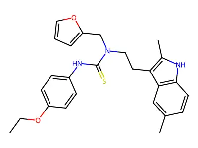 1-[2-(2,5-dimethyl-1H-indol-3-yl)ethyl]-3-(4-ethoxyphenyl)-1-(furan-2-ylmethyl)thiourea structure