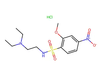 Benzenesulfonamide, N-(2-(diethylamino)ethyl)-2-methoxy-4-nitro-, monohydrochloride structure