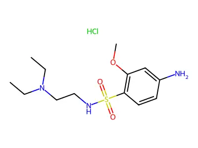 Benzenesulfonamide, 4-amino-N-(2-(diethylamino)ethyl)-2-methoxy-, monohydrochloride structure