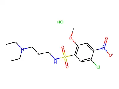 Benzenesulfonamide, 5-chloro-N-(3-(diethylamino)propyl)-2-methoxy-4-nitro-, monohydrochloride structure