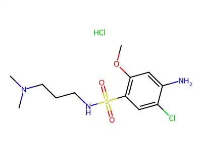 Benzenesulfonamide, 4-amino-5-chloro-N-(3-(dimethylamino)propyl)-2-methoxy-, monohydrochloride structure