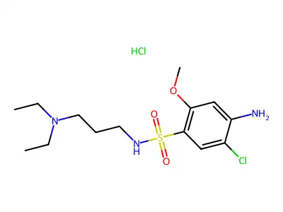 Benzenesulfonamide, 4-amino-5-chloro-N-(3-(diethylamino)propyl)-2-methoxy-, monohydrochloride structure
