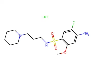 Benzenesulfonamide, 4-amino-5-chloro-2-methoxy-N-(3-(1-piperidinyl)propyl)-, monohydrochloride structure