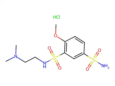 N(sup 3)-(2-(Dimethylamino)ethyl)-4-methoxy-1,3-benzenedisulfonamide hydrochloride structure