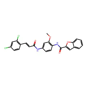 (E)-N-(4-(3-(2,4-dichlorophenyl)acrylamido)-2-methoxyphenyl)benzofuran-2-carboxamide structure