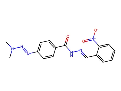 4-(dimethylaminodiazenyl)-N-[(2-nitrophenyl)methylideneamino]benzamide structure