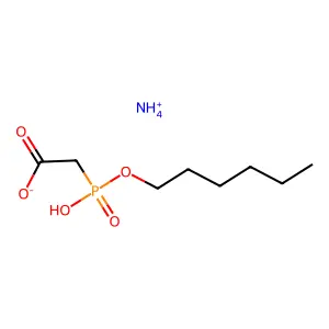 Acetic acid, ((hexyloxy)hydroxyphosphinyl)-, monoammonium salt structure
