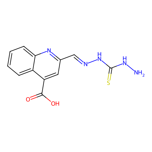 Cinchoninic acid, 2-formyl-, 3-thiocarbazone, monohydrate structure