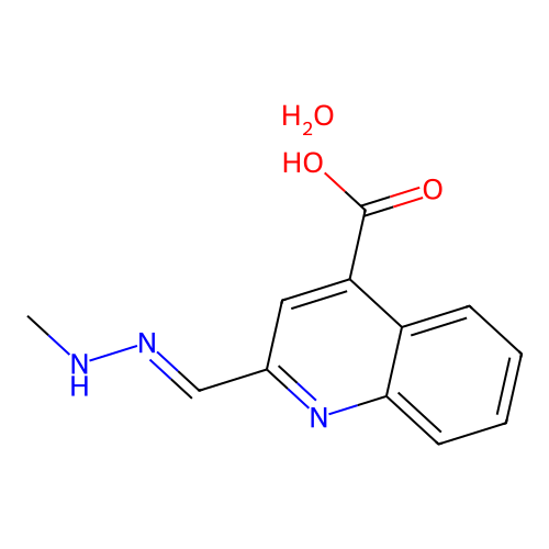 Cinchoninic acid, 2-formyl-, methylhydrazone, monohydrate structure