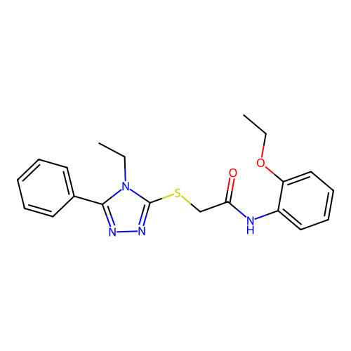 N-(2-ethoxyphenyl)-2-[(4-ethyl-5-phenyl-4H-1,2,4-triazol-3-yl)sulfanyl]acetamide structure
