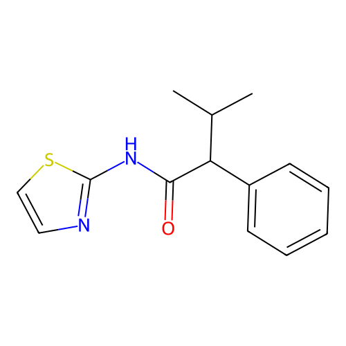 3-methyl-2-phenyl-N-(1,3-thiazol-2-yl)butanamide structure