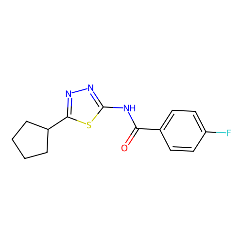 N-(5-cyclopentyl-1,3,4-thiadiazol-2-yl)-4-fluorobenzamide structure