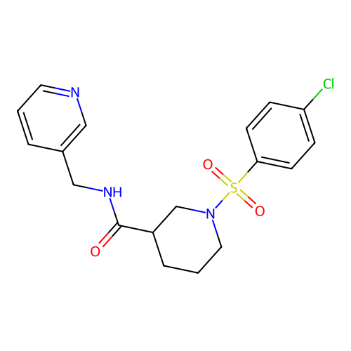 1-(4-chlorophenyl)sulfonyl-N-(pyridin-3-ylmethyl)piperidine-3-carboxamide structure