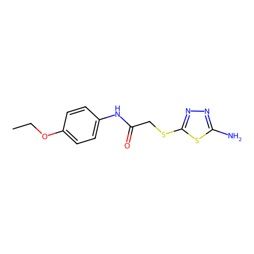 2-[(5-amino-1,3,4-thiadiazol-2-yl)sulfanyl]-N-(4-ethoxyphenyl)acetamide structure
