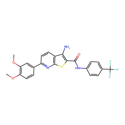 3-amino-6-(3,4-dimethoxyphenyl)-N-[4-(trifluoromethyl)phenyl]thieno[2,3-b]pyridine-2-carboxamide structure