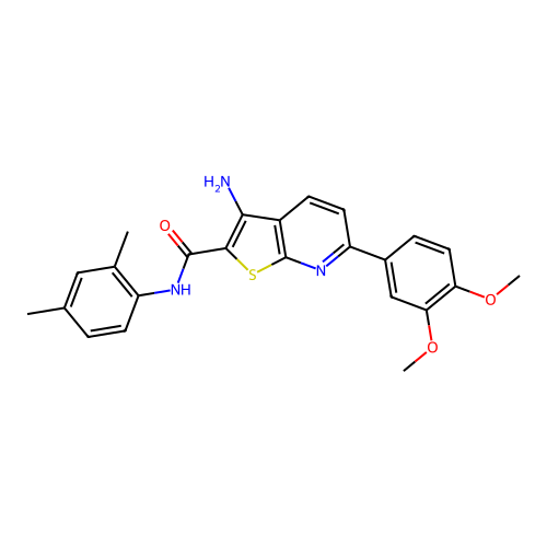 3-amino-6-(3,4-dimethoxyphenyl)-N-(2,4-dimethylphenyl)thieno[2,3-b]pyridine-2-carboxamide structure