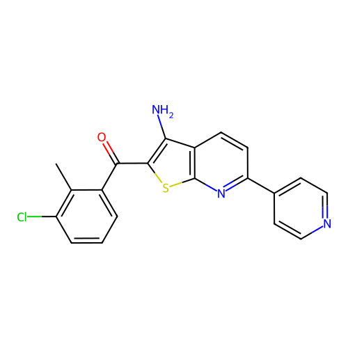 (3-amino-6-(pyridin-4-yl)thieno[2,3-b]pyridin-2-yl)(3-chloro-2-methylphenyl)methanone structure