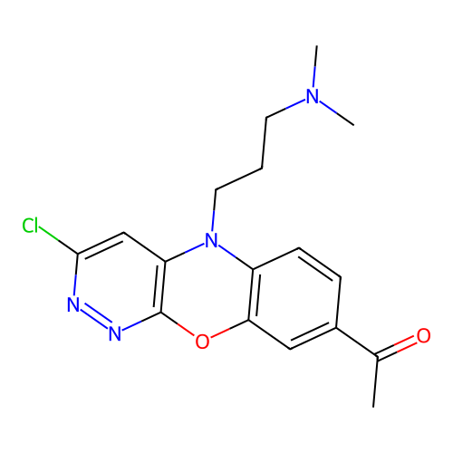 5H-Pyridazino(3,4-b)(1,4)benzoxazine, 7-acetyl-2-chloro-10-(3-(dimethylamino)propyl)- structure
