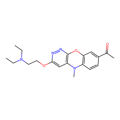 5H-Pyridazino(3,4-b)(1,4)benzoxazine, 7-acetyl-2-(2-(diethylamino)ethoxy)- structure