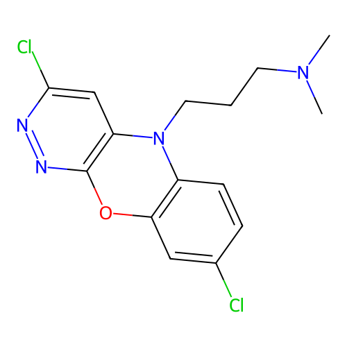 5H-Pyridazino(3,4-b)(1,4)benzoxazine, 2,7-dichloro-10-(3-dimethylaminopropyl)- structure