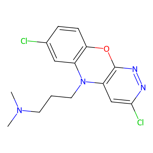 5H-Pyridazino(3,4-b)(1,4)benzoxazine, 2,8-dichloro-10-(3-dimethylaminopropyl)- structure