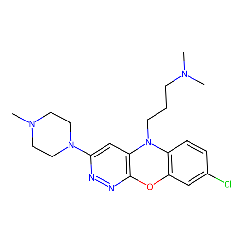5H-Pyridazino(3,4-b)(1,4)benzoxazine, 7-chloro-10-(3-dimethylaminopropyl)-2-(4-methylpiperazin-1-yl)- structure