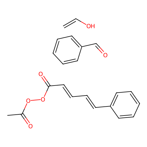 acetyl (2E,4E)-5-phenylpenta-2,4-dieneperoxoate;benzaldehyde;ethenol structure