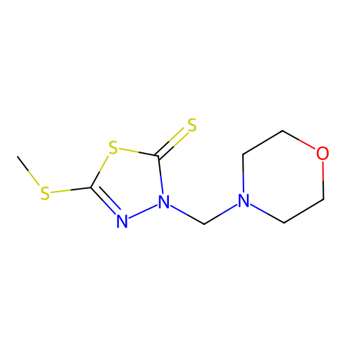 5-(methylsulfanyl)-3-(morpholin-4-ylmethyl)-1,3,4-thiadiazole-2(3H)-thione structure