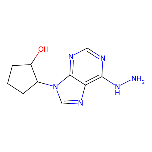 (1R,2R)-2-(6-hydrazinyl-9H-purin-9-yl)cyclopentan-1-ol structure