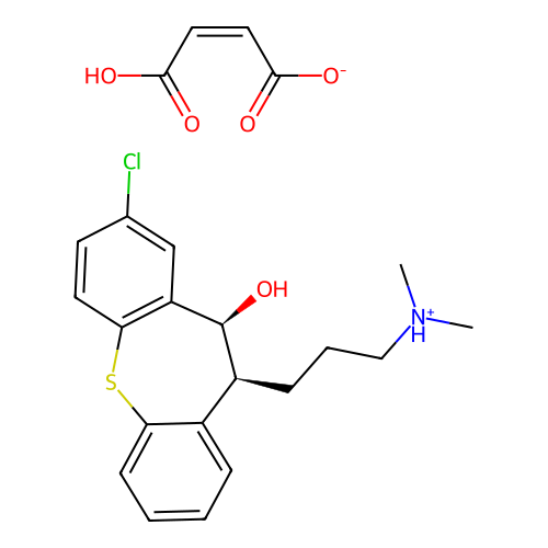 cis-2-Chloro-10-(3-dimethylaminopropyl)-10,11-dihydrodibenzo(b,f)thiepin-11-ol maleate structure