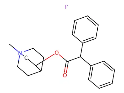 Quinuclidinium, 3-hydroxy-1-methyl-, iodide, diphenylacetate (ester) structure