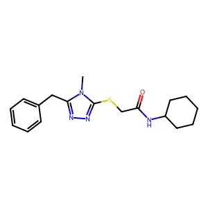 2-[(5-benzyl-4-methyl-1,2,4-triazol-3-yl)sulfanyl]-N-cyclohexylacetamide structure