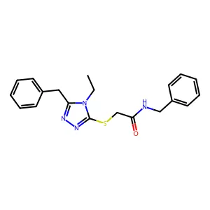 N-benzyl-2-[(5-benzyl-4-ethyl-4H-1,2,4-triazol-3-yl)sulfanyl]acetamide structure