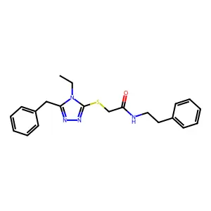 2-[(5-benzyl-4-ethyl-4H-1,2,4-triazol-3-yl)sulfanyl]-N-(2-phenylethyl)acetamide structure