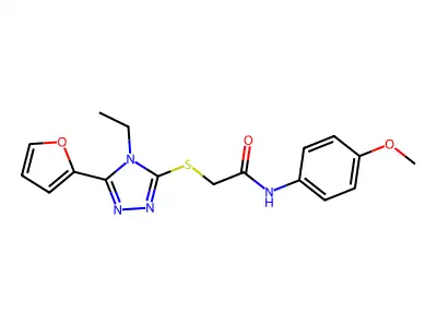 2-((4-Ethyl-5-(2-furyl)-4H-1,2,4-triazol-3-YL)thio)-N-(4-methoxyphenyl)acetamide structure