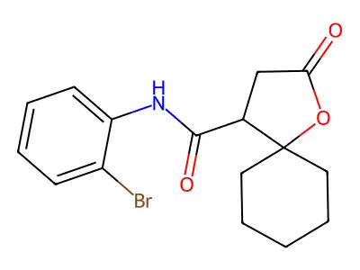 N-(2-bromophenyl)-2-oxo-1-oxaspiro[4.5]decane-4-carboxamide structure