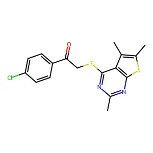 1-(4-Chlorophenyl)-2-[(2,5,6-trimethylthieno[2,3-d]pyrimidin-4-yl)thio]ethanone structure