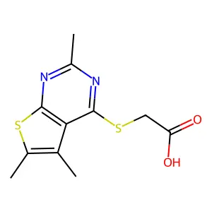 2-((Trimethylthieno(2,3-d)pyrimidin-4-yl)sulfanyl)acetic acid structure