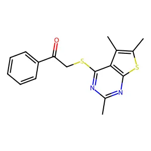 1-Phenyl-2-(2,5,6-trimethylthieno[2,3-d]pyrimidin-4-yl)sulfanylethanone structure