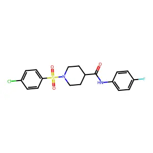1-((4-chlorophenyl)sulfonyl)-N-(4-fluorophenyl)piperidine-4-carboxamide structure