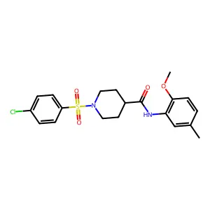1-(4-chlorophenyl)sulfonyl-N-(2-methoxy-5-methylphenyl)piperidine-4-carboxamide structure